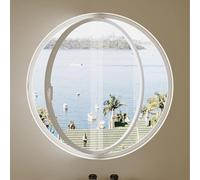 Hublot rotatif à 360° en alliage d'aluminium avec poignées - Montage encastré - Décoration nautique pour bateaux, mobil-homes et salles de bains - Verre trempé de 50 cm - Blanc-A