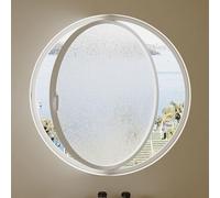 Hublot rotatif à 360° en alliage d'aluminium avec poignées - Montage encastré - Design nautique en verre trempé pour salle de bain et maison mobile - Blanc - A 50 cm