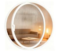 Hublot Rotatif Rond,Fenêtre En Verre Ondulée,Fenêtre À Battant Pivotante,Fenêtre Coulissante Encastrée,Fenêtres De Hangar Rondes,Conception De La Poignée Pour Garage(White,60cm/23.6in)