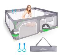 HuBorns - Box enfants 120 x 120 cm avec vue à 360 degrés, boîte de clôture pour enfants avec filet respirant et 2 anneaux inclus, clôture bébé antidérapant avec certificat CE, Playpen sûr et résistant