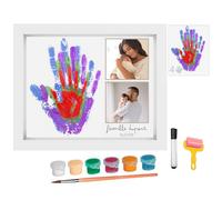 HuBorns - Cadre Empreinte Main Famille et Empreinte Main Pied Bebe avec Espace pour 4 Empreintes, Kit Empreinte Bebe pour Peindre les Mains de Toute la Famille, Cadeau Bebe Naissance