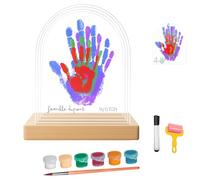 HuBorns - Cadre Empreinte Main Famille et Empreinte Main Pied Bebe avec Espace pour 4 Empreintes, Kit Empreinte Bebe pour Peindre les Mains de Toute la Famille, Cadeau Bebe Naissance