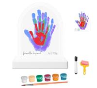 HuBorns - Cadre Empreinte Main Famille et Empreinte Main Pied Bebe avec Espace pour 4 Empreintes, Kit Empreinte Bebe pour Peindre les Mains de Toute la Famille, Cadeau Bebe Naissance
