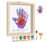 HuBorns - Cadre Empreinte Main Famille et Empreinte Main Pied Bébé | Espace pour 4 Empreintes, Kit Empreinte Bébé pour Peindre les Mains de Toute la Famille, Cadeau Bébé Naissance
