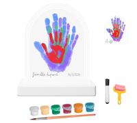 HuBorns - Cadre Empreinte Main Famille et Empreinte Main Pied Bébé | Espace pour 4 Empreintes, Kit Empreinte Bébé pour Peindre les Mains de Toute la Famille, Cadeau Bébé Naissance