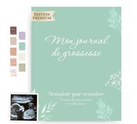 HuBorns - Journal de Grossesse pour Capturer Chaque Moment Hebdomadairement, Livre Grossesse Future Maman, Espace pour Photos et Ultrason et pour Préparer l'Accouchement (Vert, Français)