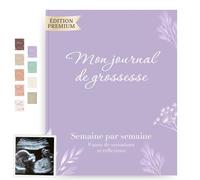 HuBorns - Journal de Grossesse pour Capturer Chaque Moment Hebdomadairement, Livre Grossesse Future Maman, Espace pour Photos et Ultrason et pour Préparer l'Accouchement (Violet, Français)