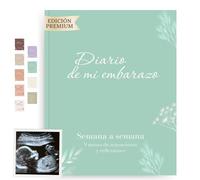 HuBorns - Journal de Grossesse pour Capturer Chaque Moment Hebdomadairement, Livre Grossesse Future Maman, Espace pour Photos et Ultrason et pour Préparer l'Accouchement (Vert, Espagnol)