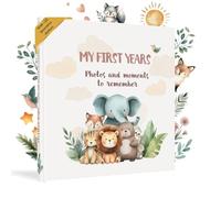 HuBorns - Livre de Naissance Bébé pour Coller des Photos et Écrire avec +50 Pages et Autocollants, Album Photo Bebe de Première Année jusqu'à ses 5, Idéal comme Cadeau Naissance (Amis, Anglais)