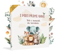 HuBorns - Livre de Naissance Bébé pour Coller des Photos et Écrire avec +50 Pages et Autocollants, Album Photo Bebe de Première Année jusqu'à ses 5, Idéal comme Cadeau Naissance (Amis, Italien)