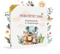 HuBorns - Livre de Naissance Bébé pour Coller des Photos et Écrire avec +50 Pages et Autocollants, Album Photo Bebe de Première Année jusqu'à ses 5, Idéal comme Cadeau Naissance (Amis, Allemand)