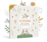 HuBorns - Livre de Naissance Bébé pour Coller des Photos et Écrire avec plus 50 Pages et Autocollants, Album Photo Bebe de Première Année jusqu'à ses 5, Idéal comme Cadeau Naissance (Espagnol)