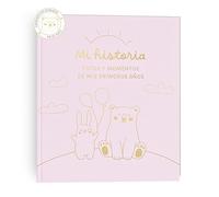 HuBorns - Livre de Naissance Bébé pour Coller des Photos et Écrire avec plus de 50 Pages et Autocollants, Album Photo Bebe de Première Année jusqu'à ses 5, Idéal comme Cadeau Naissance Fille et Garçon