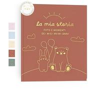 HuBorns - Livre de Naissance Bébé pour Coller des Photos et Écrire avec plus de 50 Pages et Autocollants, Album Photo Bebe de Première Année jusqu'à ses 5, Idéal comme Cadeau Naissance Fille et Garçon