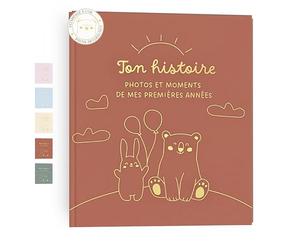 HuBorns - Livre de Naissance Bébé pour Coller des Photos et Écrire avec plus de 50 Pages et Autocollants, Album Photo Bebe de Première Année jusqu'à ses 5, Idéal comme Cadeau Naissance Fille et Garçon