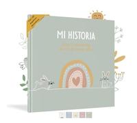 HuBorns - Livre de Naissance pour Coller des Photos et Écrire avec plus de 50 Pages et Autocollants, Album Photo Bebe de Première Année jusqu'à ses 5, Idéal comme Cadeau Naissance (Vert, Espagnol)