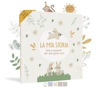 HuBorns - Livre de Naissance pour Coller des Photos et Écrire avec plus de 50 Pages et Autocollants, Album Photo Bebe de Première Année jusqu'à ses 5, Idéal comme Cadeau Naissance (Lapins, Italien)