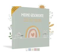 HuBorns - Livre de Naissance pour Coller des Photos et Écrire avec plus de 50 Pages et Autocollants, Album Photo Bebe de Première Année jusqu'à ses 5, Idéal comme Cadeau Naissance (Vert, Allemand)