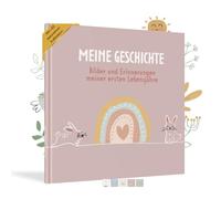HuBorns - Livre de Naissance pour Coller des Photos et Écrire avec plus de 50 Pages et Autocollants, Album Photo Bebe de Première Année jusqu'à ses 5, Idéal comme Cadeau Naissance (Rose, Allemand)