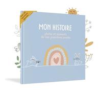 HuBorns - Livre de Naissance pour Coller des Photos et Écrire avec plus de 50 Pages et Autocollants, Album Photo Bebe de Première Année jusqu'à ses 5, Idéal comme Cadeau Naissance (Bleu, Français)
