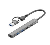 Hubs adaptateurs USB C en alliage d'aluminium pour ordinateur portable avec transfert rapide et protections contre les surcharges, hub Plug and Play