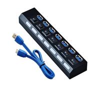 Hubs USB 3.0 5Gbps High Speed USB Port Hubs USB 2.0 Splitter Power Adapter 7 USB Multiple Expander Switches pour PC Portable