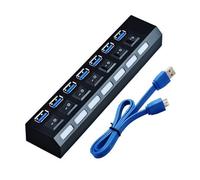 Hubs USB 3.0 5Gbps High Speed USB Port Hubs USB 2.0 Splitter Power Adapter 7 USB Multiple Expander Switches pour PC Portable