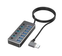 Hubs USB haute performance 7 ports avec interrupteurs marche/arrêt indépendants en aluminium, indicateurs LED prenant en charge USB 3.0 et USB 2.0