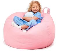 Huddle Pouf poire original en peluche extra large pour enfants, adolescents et adultes | Encombrement instantané pour mamans élégantes - Pouf de rangement pour animaux en peluche rose