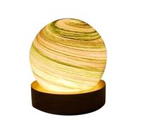 HuddleGlow 3D Planète Cristal Boule LED Veilleuse Lune Galaxie USB Veilleuse USB Powered Mini Veilleuse Plantaire avec Support en Bois Chambre Lampe Décoration de Table Atmosphère Chevet