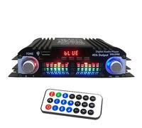 HuddleGlow Amplificateur Audio Bluetooth 5.0 HiFi Amplificateur de Son Numérique à 4 Canaux pour Systèmes Audio Domestiques, Voiture, Karaoké Prend en Charge USB SD AUX