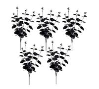 HuddleGlow Branche D'Eucalyptus Noir Fleur Noire Eucalyptus Artificiel Fleur Artificielle Noire Utilisée pour la Décoration d'halloween