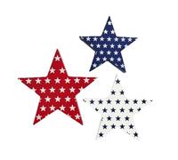 HuddleGlow Ensemble de 3 Pièces de Décorations avec Logo Étoile à Cinq Branches, Décorations du Memorial Day, Décorations D'Étoiles Rouges, Bleues et Blanches