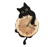HuddleGlow Horloge Murale Décorative Chat Amusant, Élégante et Mignonne, à Pendule, pour Chambre à Coucher, Chambre d'enfant, Décoration Intérieure, Cadeau A