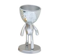 HuddleGlow Jolies Jardinières Succulentes Artificielles, Mini-Pot en Plastique Faux Décor, Pots Créatifs en Forme Humaine Argentés