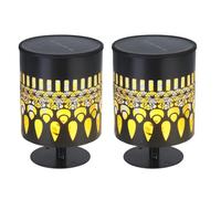 HuddleGlow Lot de 2 Lampes Solaires en Métal pour Clôture, Éclairage Solaire pour Mur Extérieur, Terrasse, Marche pour Poteau de Jardin, Patio, Cour, Décoration de Cour, Plumes de Paon