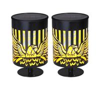 HuddleGlow Lot de 2 Lampes Solaires en Métal pour Clôture, Mur Extérieur, Terrasse, Marche pour Poteau de Jardin, Terrasse, Cour, Décoration de Jardin,