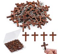HuddleGlow Lot de 70 Mini-Objets Décoratifs Religieux en Bois pour Cadeaux Chrétiens, à Faire Soi-Même, pour Porte-Clés, Cadeaux D'Invités, Remplissage D'Œufs de Pâques