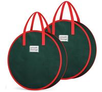 HuddleGlow Sac de Rangement pour Couronnes, 2 Pièces pour Noël avec Poignée Robuste, Fermeture Éclair à Double Sens, 24" pour Conteneur de Fête.