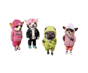 HuddleGlow Statue de Chien Debout en Résine Personnification Chihuahua Sharpei Figurines de Chien Décor à Bureau Salon Décoration de Bureau Facile à Installer