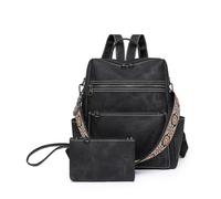 HUDFVIOI Cartable Sac à dos en cuir souple for femme, style décontracté, style rétro, cartable for fille(Black)