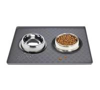 HUDFVIOI Tapis de Nourriture pour Chat Tapis Repas rectangulaire for Chat et Chien, Facile à Nettoyer, avec Bords surélevés pour Gamelle de Nourriture et d'eau(Dark grey-1pc)