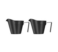 HUDFVIOI Tasse à expresso en acier inoxydable de 60 ml avec poignée | Mesure en métal de bec avec des accessoires de barre de café d'échelle(2PCS Black)