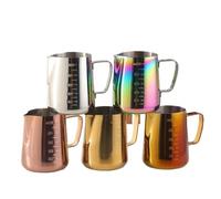 HUDFVIOI Tasse de tasses lait fleur traction café expresso 350/550ml | Tasse de pichet de pichet d'art de latte d'artisanat en acier inoxydable(350ml silvery)