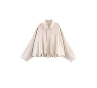 HUDFVIOI Vestes Polaires Pour Femmes Vestes Manteaux Col Rabattu Manches Longues Oversize Automne Dames Vintage Vêtements D'extérieur(Off-white,M)