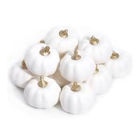 Hudiepan 12 Pièces Mini Petite Citrouille Artificielle, Blanc Citrouille de Décoration Kit Automne, pour la Récolte d'automne Halloween Thanksgiving Décoration de Table à la Maison, Blanc
