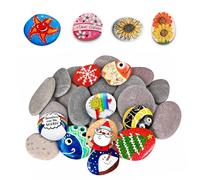 Hudiepan 20 Pièces Galets a Peindre, Pierres Plates à Peindre, DIY Peintes Rocher, Bricolage Créatif Cailloux, Galets Naturels, Galets Décoratifs Ronds, Galets Peints à La Main pour Dessin de Peintes