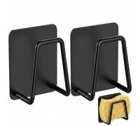 HUDISPH 2 PièCes Porte Eponge Evier Cuisine, en Acier Inoxydable Sans PerçAge, 4.5 * 4. 5 * 3cm Noir Support Eponge Evier Cuisine, Rangement Multi-Usage Pour ÉPonges, Organisateur de Salle de
