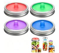 HUDISPH 4 PièCes Couvercle Bocaux de Fermentation en Silicone, 4 Farben | 8.6cm Couvercle Bocaux Mason à Large Bouche, Convient à La Kimchi, Concombre et aux Aliments Probiotiques Fermentés