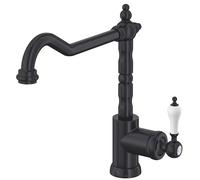Hudor Robinet de Cuisine K025B - Mitigeur Cuisine Laiton - Collection Céphise - Facile à installer - Robinet Evier de Cuisine Pratique et Solide - Noir
